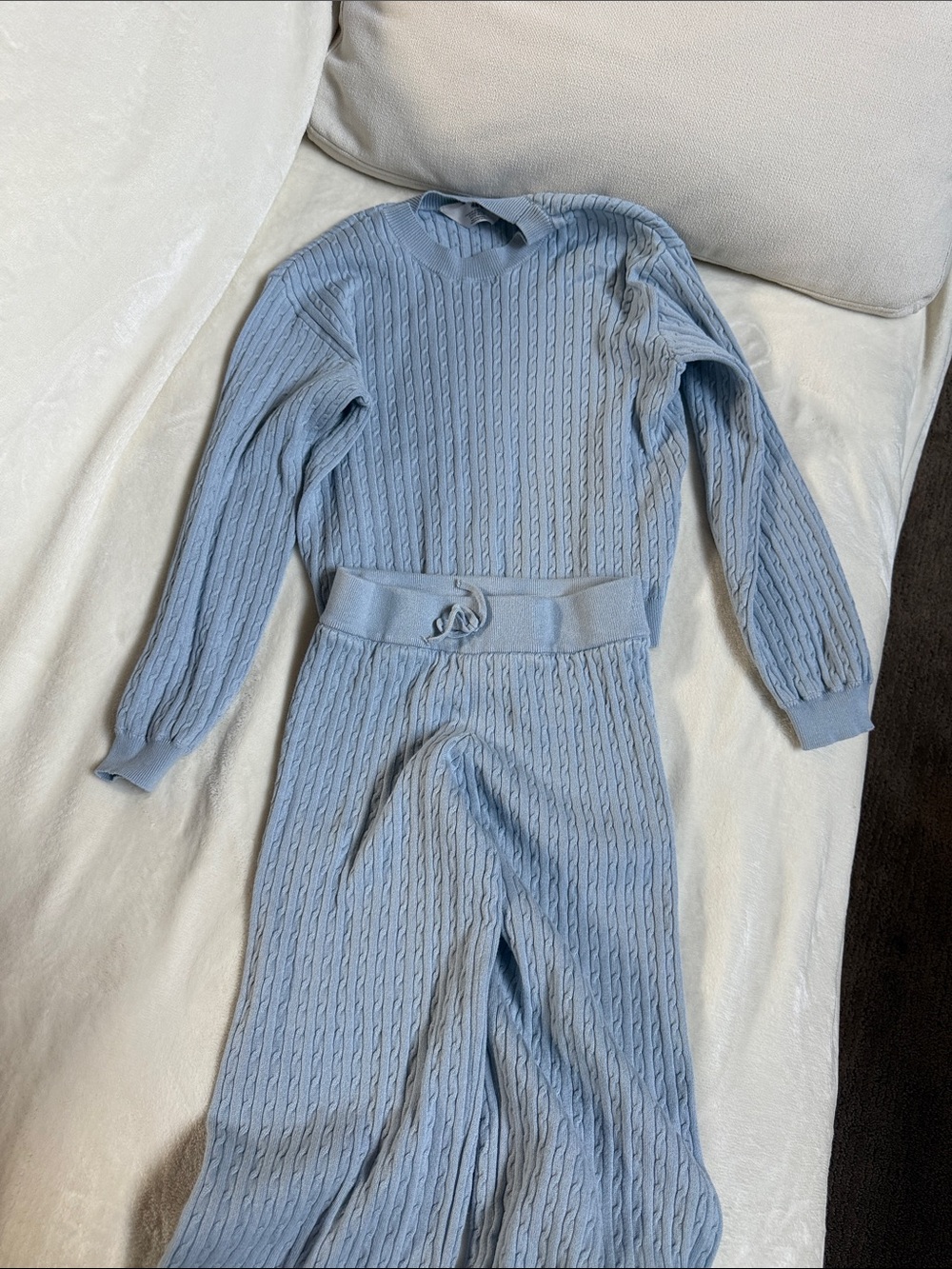 H&M Light Blue Cable Knit Kids Matching Set